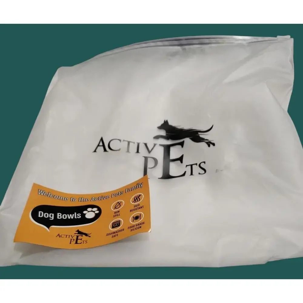 Small Active Pets Double Dog / Cat Bowls with Non-Slip Mat - New